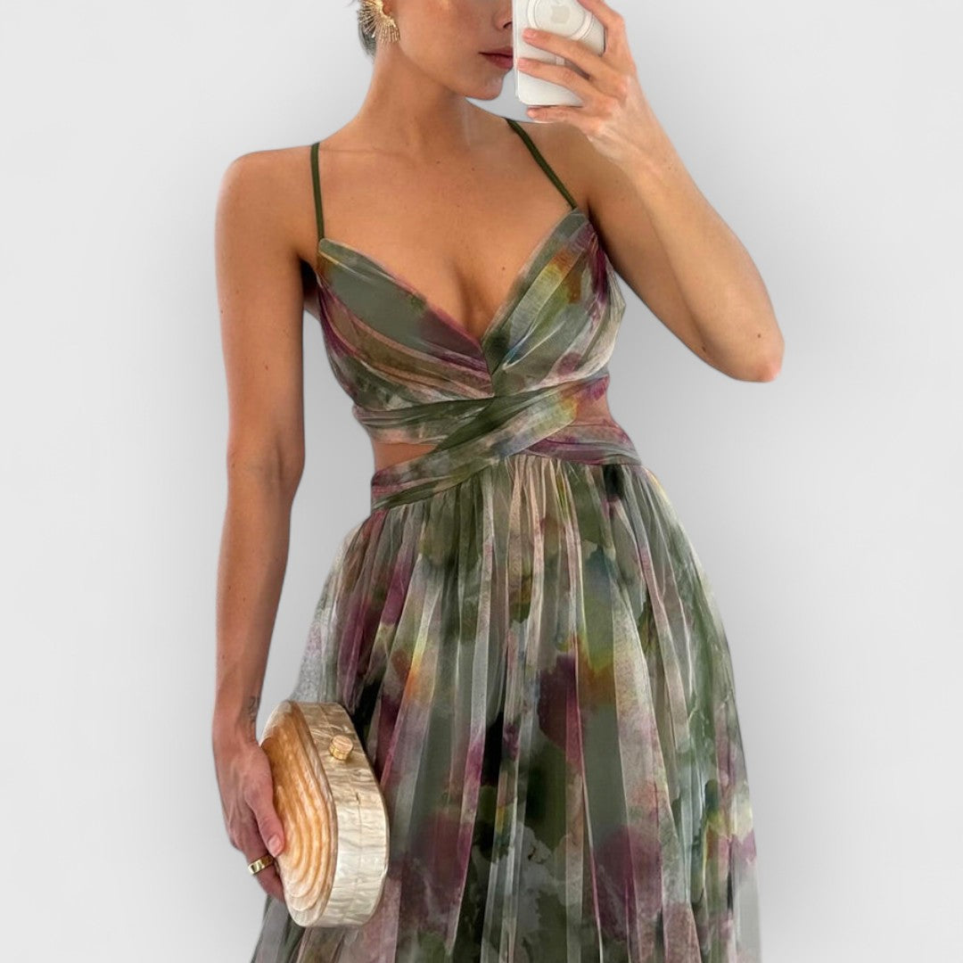 Verite | Long Floral Print Dress