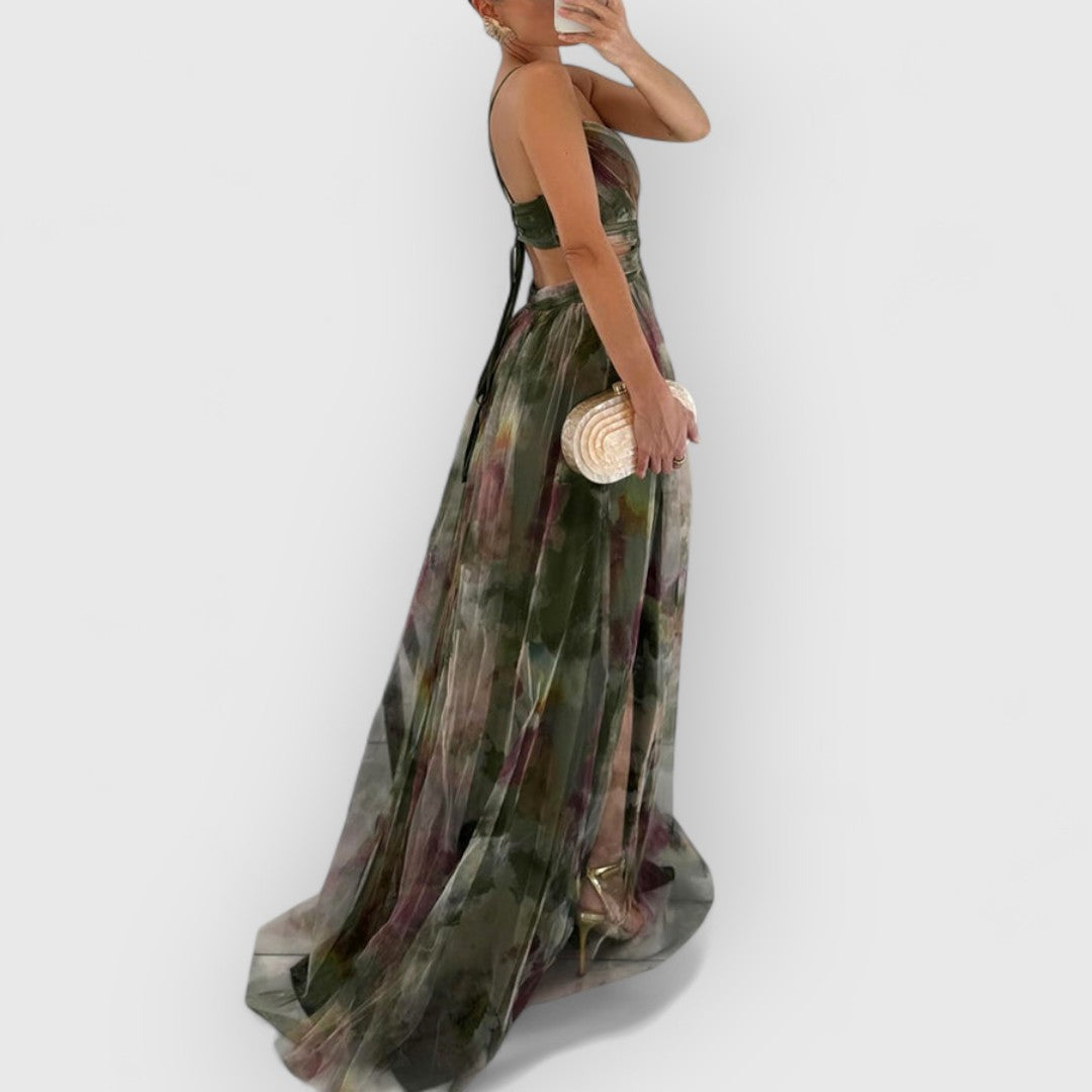 Verite | Long Floral Print Dress