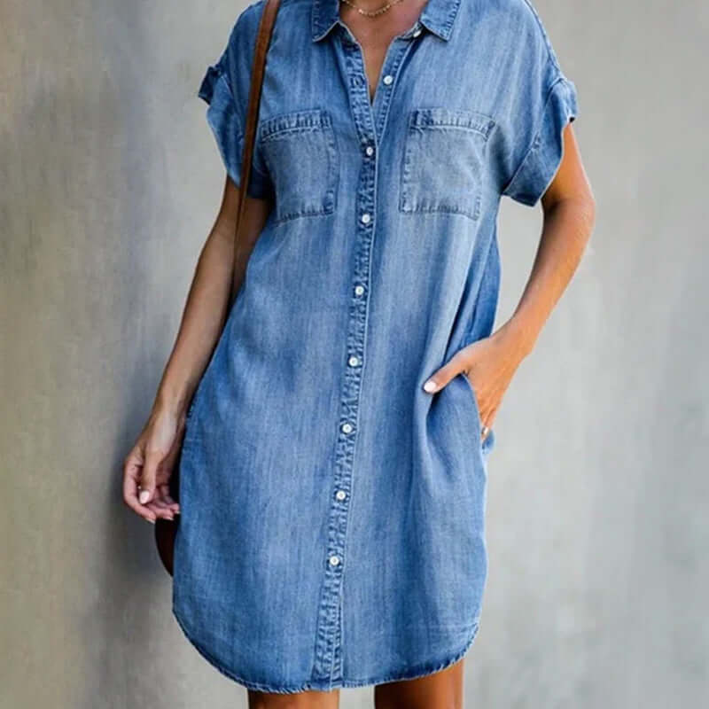 Valerie ™ - Elegant denim dress with belly coverage