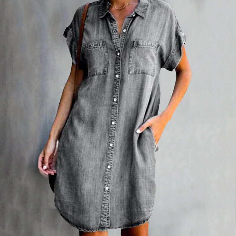 Valerie ™ - Elegant denim dress with belly coverage