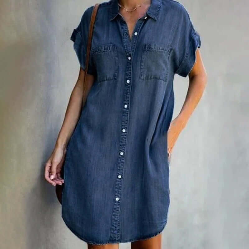Valerie ™ - Elegant denim dress with belly coverage
