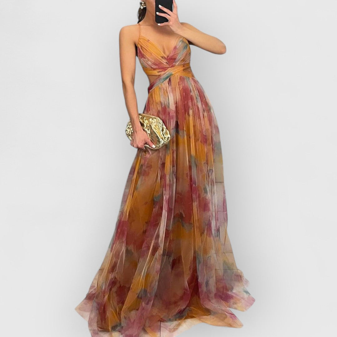 Verite | Long Floral Print Dress