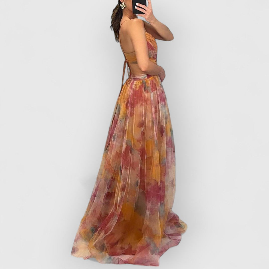 Verite | Long Floral Print Dress