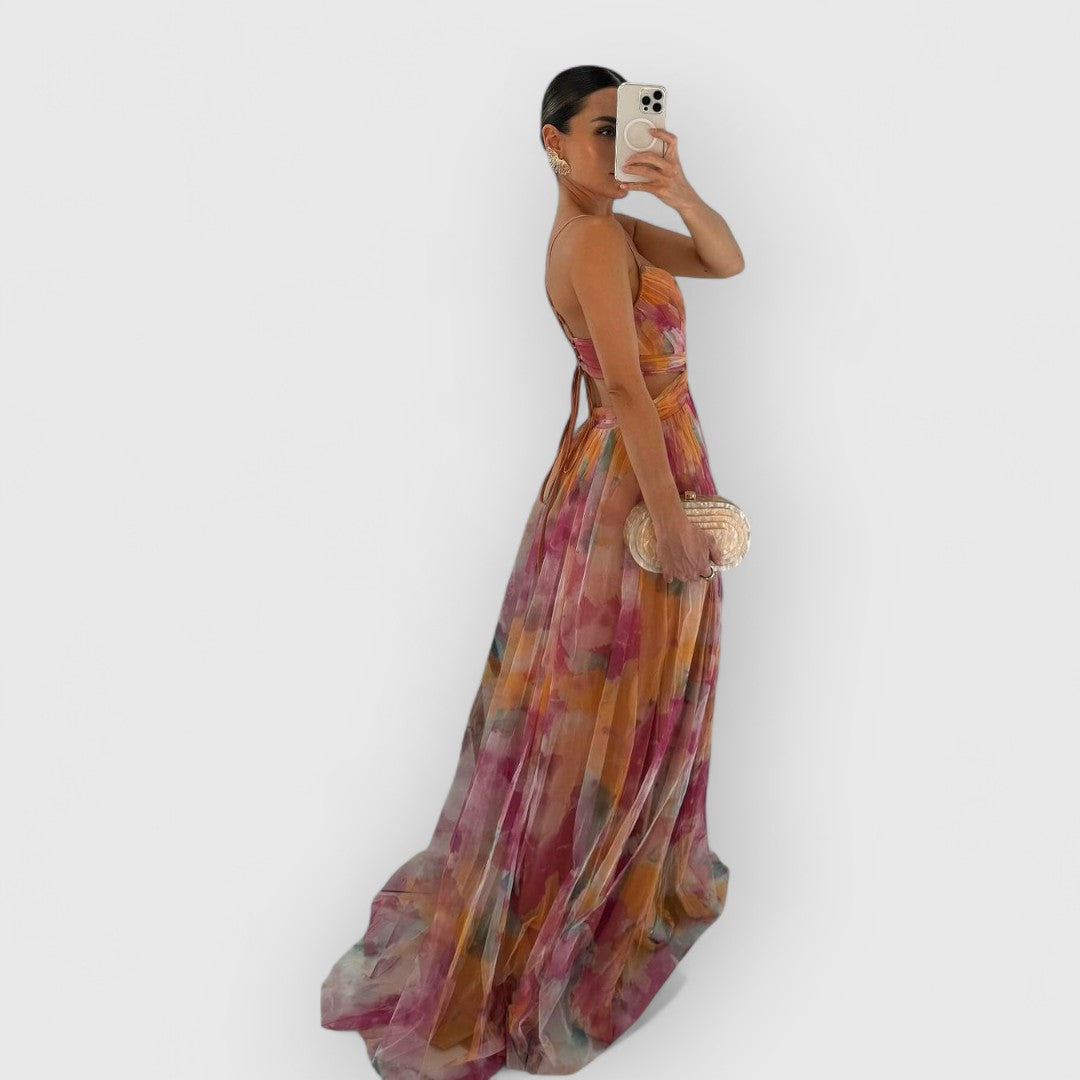 Verite | Long Floral Print Dress