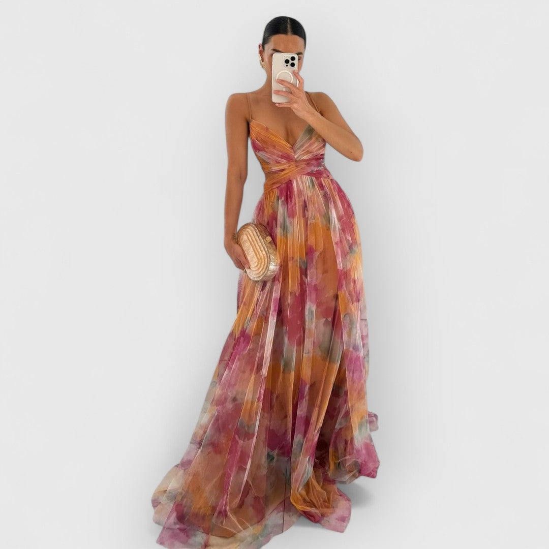 Verite | Long Floral Print Dress