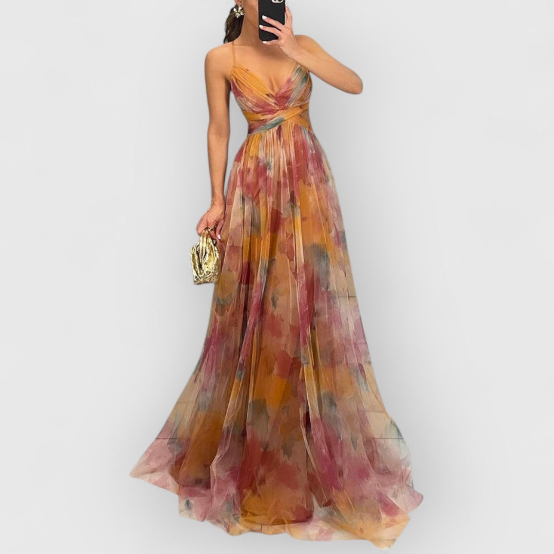 Verite | Long Floral Print Dress