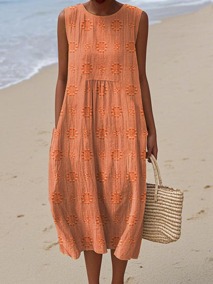 Eveline™ | Elegant Sleeveless Cotton Pocket Dress