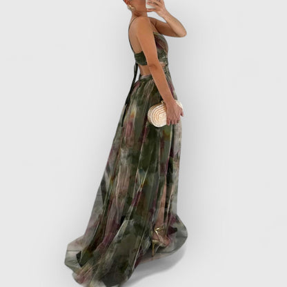 Verite | Long Floral Print Dress