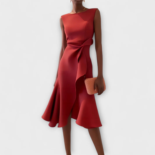 Aurora – Draped Asymmetrical Midi Dress