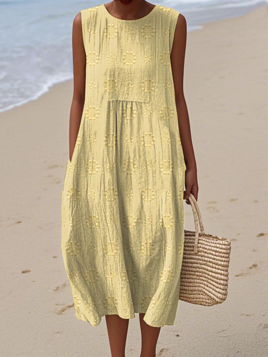 Eveline™ | Elegant Sleeveless Cotton Pocket Dress