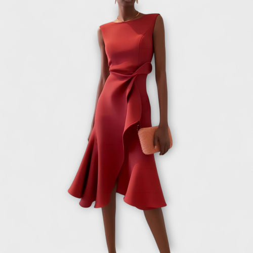 Aveline – Sculpted Ruffle Midi Dress