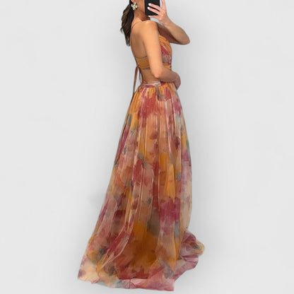 Verite | Long Floral Print Dress
