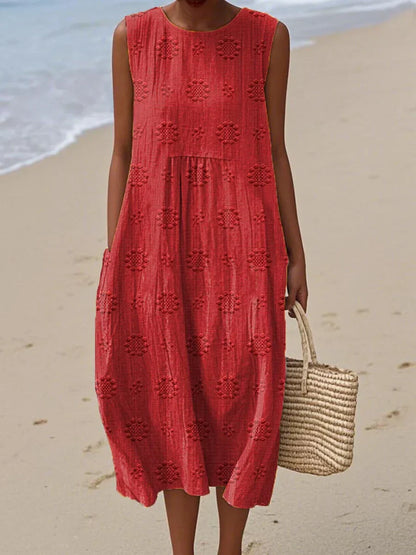 Eveline™ | Elegant Sleeveless Cotton Pocket Dress