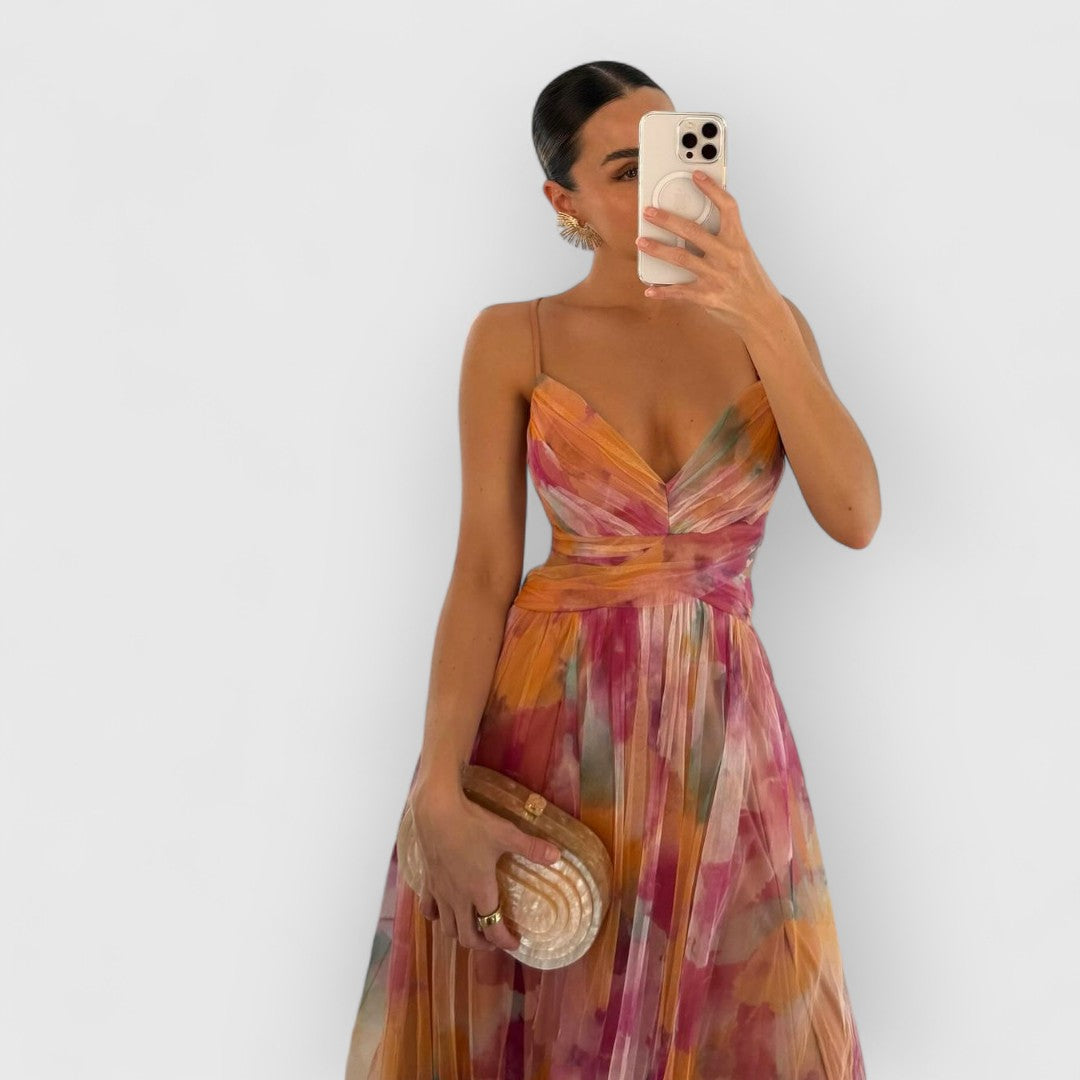 Verite | Long Floral Print Dress