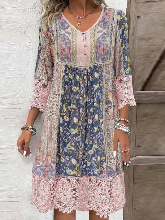 Mirabel – Boho Lace Trim Dress