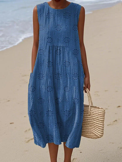 Eveline™ | Elegant Sleeveless Cotton Pocket Dress