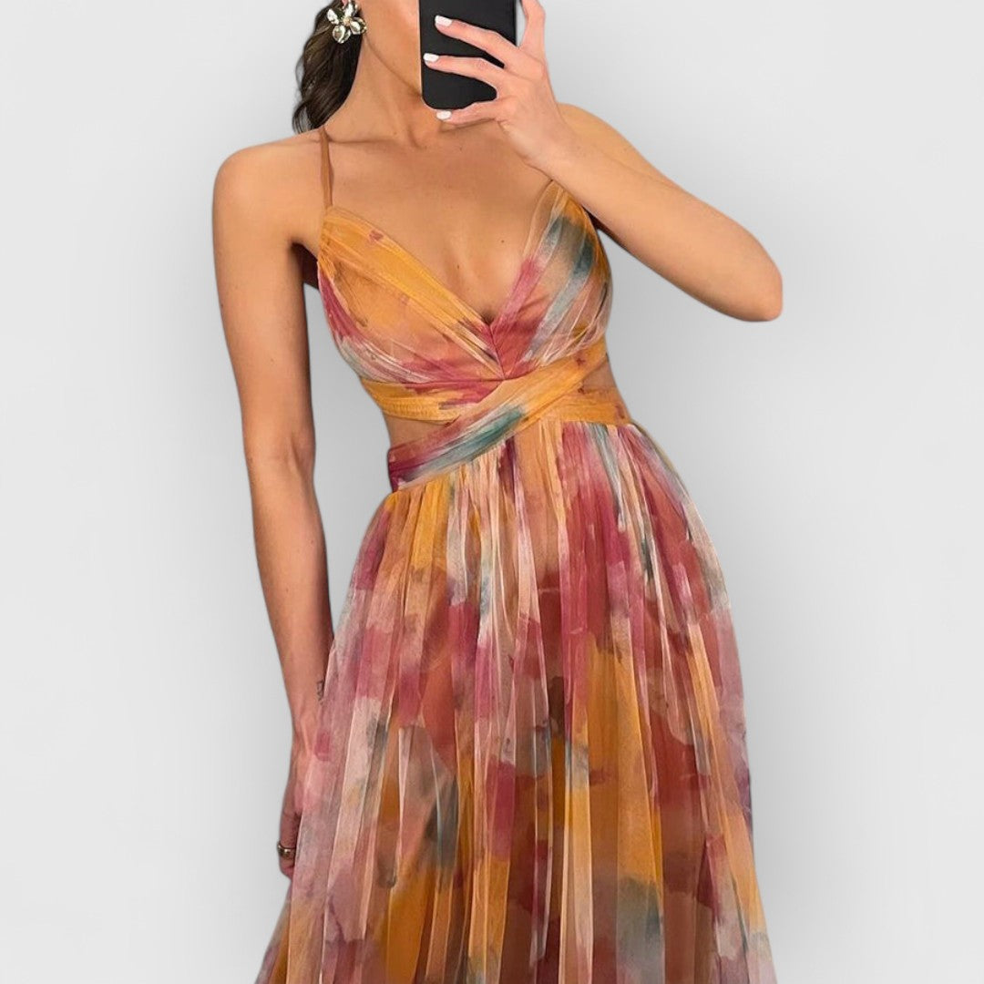 Verite | Long Floral Print Dress