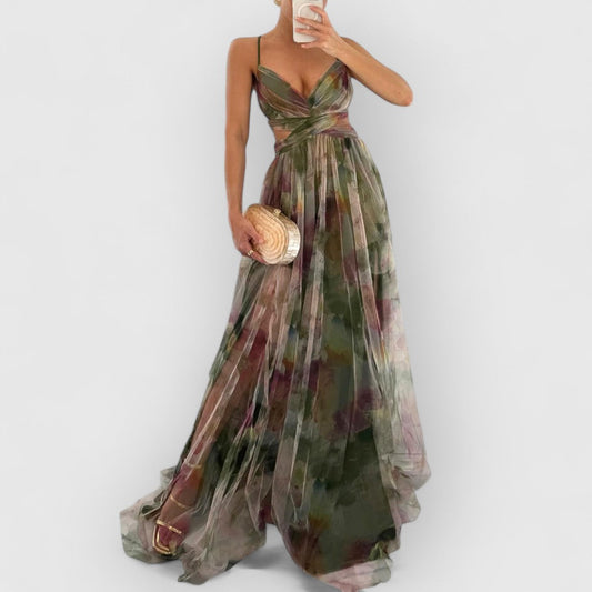 Verite | Long Floral Print Dress