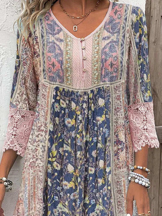 Mirabel – Boho Lace Trim Dress