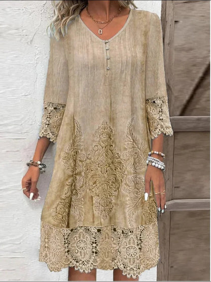 Evelyn – Elegant Lace V-Neck Dress